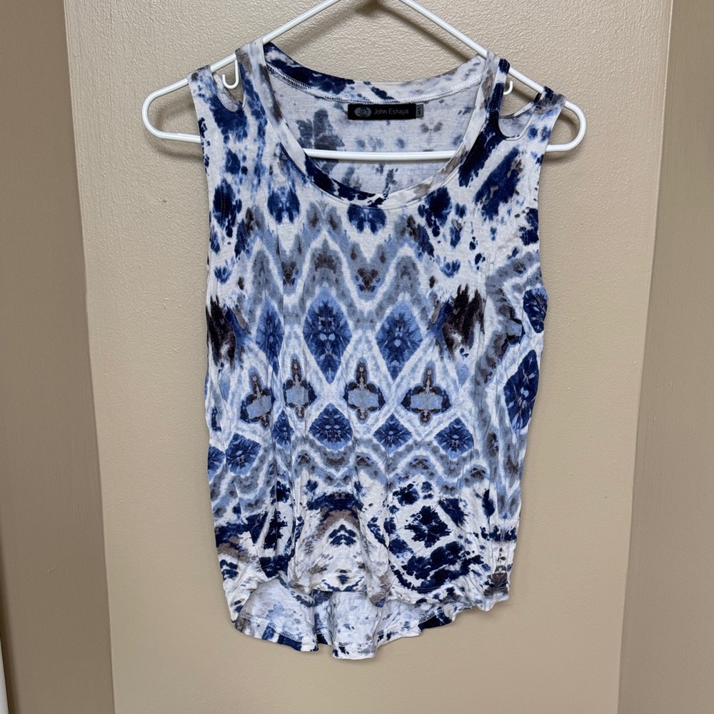 JET John Eshaya Blue Tie-Dye Pattern Sleeveless Tank Top size M/L good condition - Picture 1 of 5